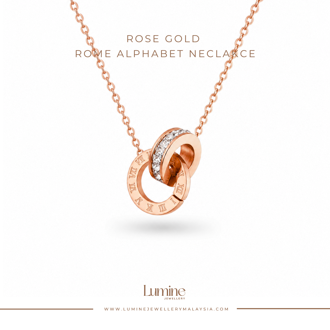 Rose Gold Rome Alphabet Necklace