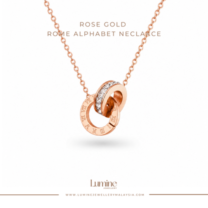 Rose Gold Rome Alphabet Necklace