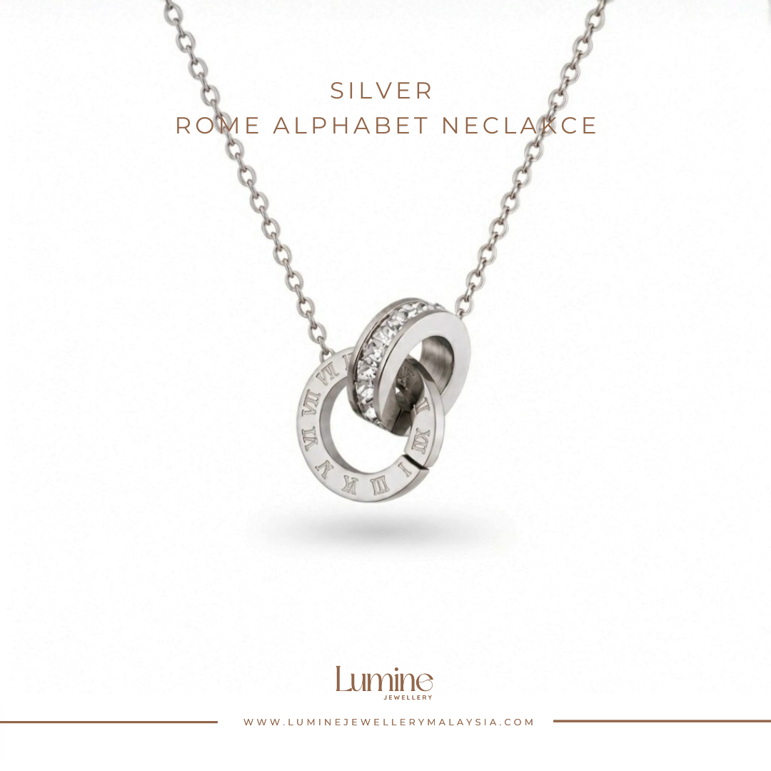 Silver Rome Alphabet Necklace
