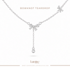 Silver Bowknot Teardrop Necklace