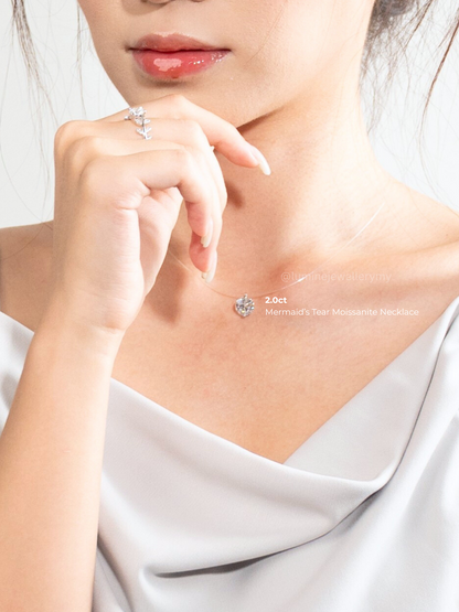 Mermaid's Tear Moissanite Necklace with Cert ( Celebrity-Inspired Necklace | GRA Certified Moissanite )