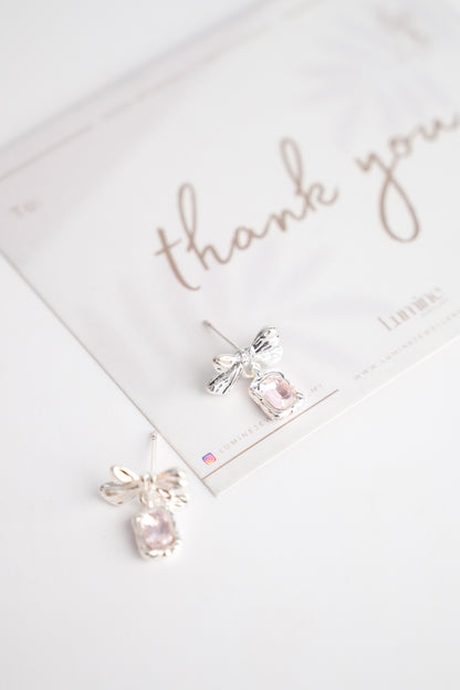 Pink Bowtie Diamond Earrings