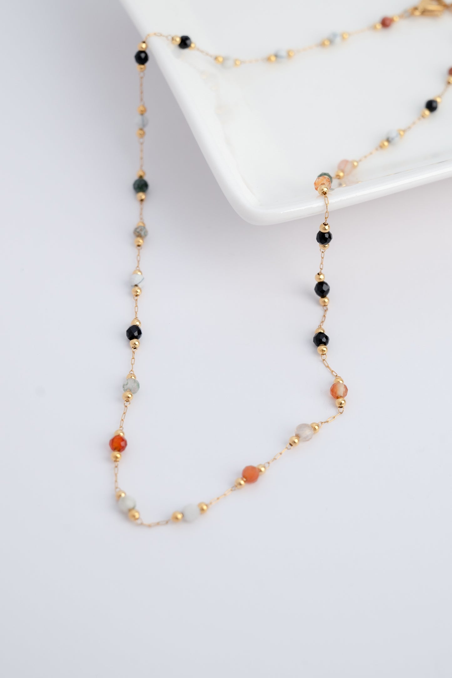 Trendy Handmade Silk Beaded Gold Necklace