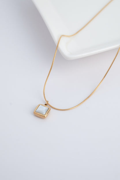 Minimalist Square White Shell Pendant