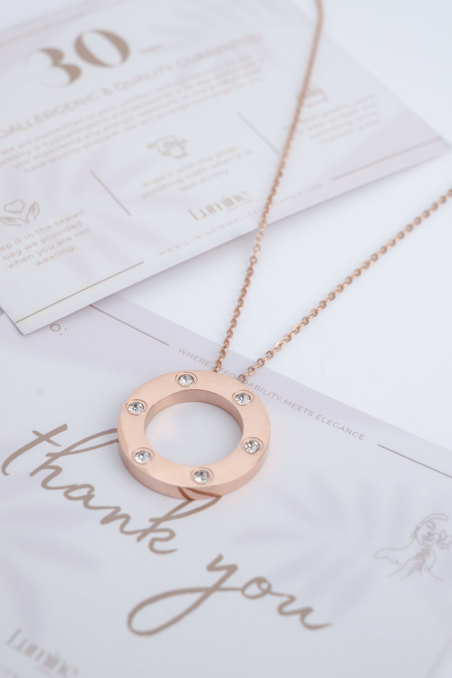 Rose Gold Diamond Disc Necklace