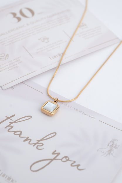 Minimalist Square White Shell Pendant