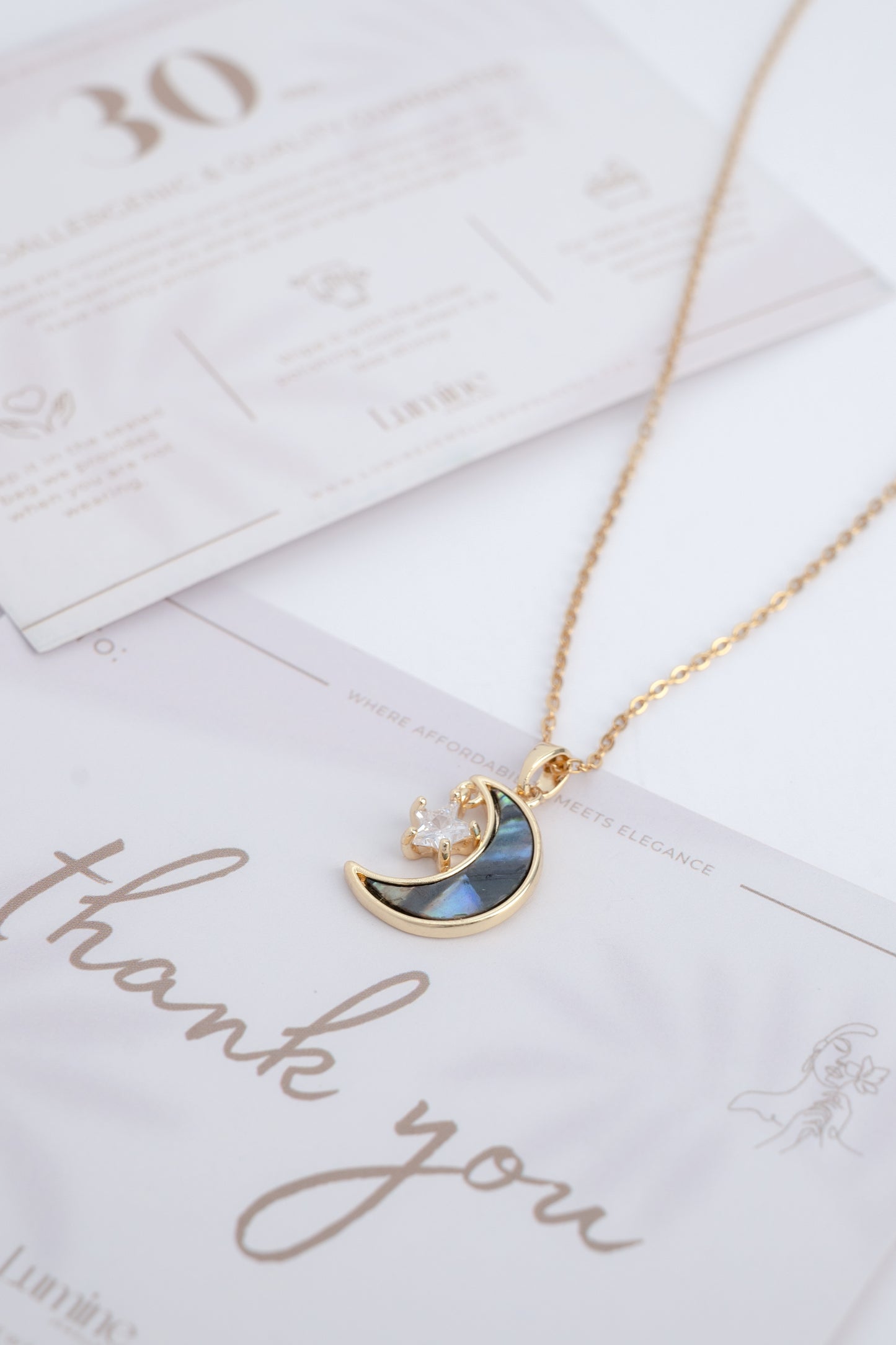 Gold Shell Moon & Star Necklace