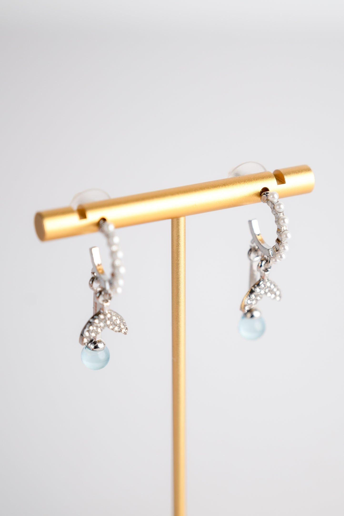 Mermaid Tails Cyan Crystal Earrings