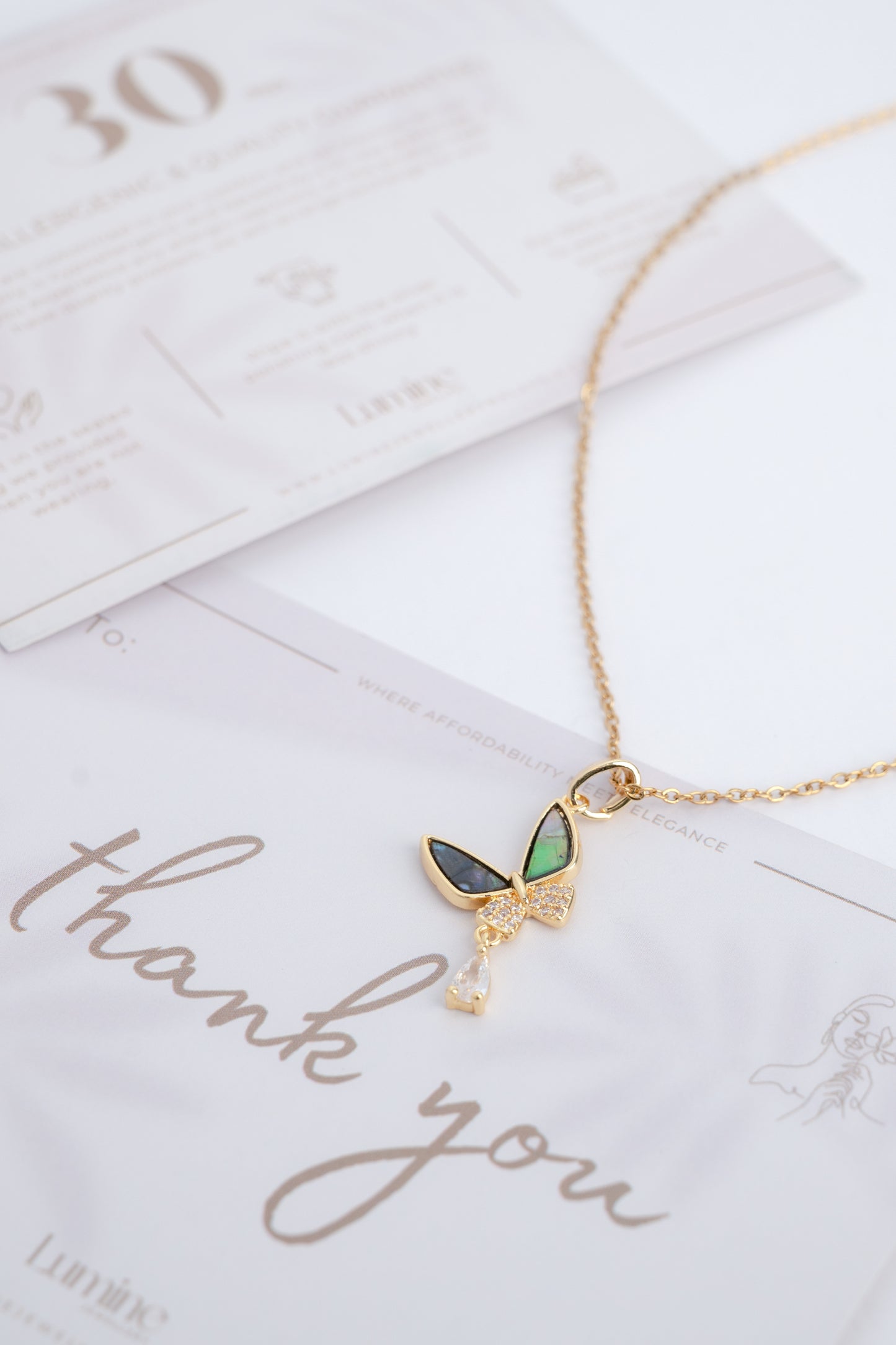 Gold Shell Butterfly Necklace