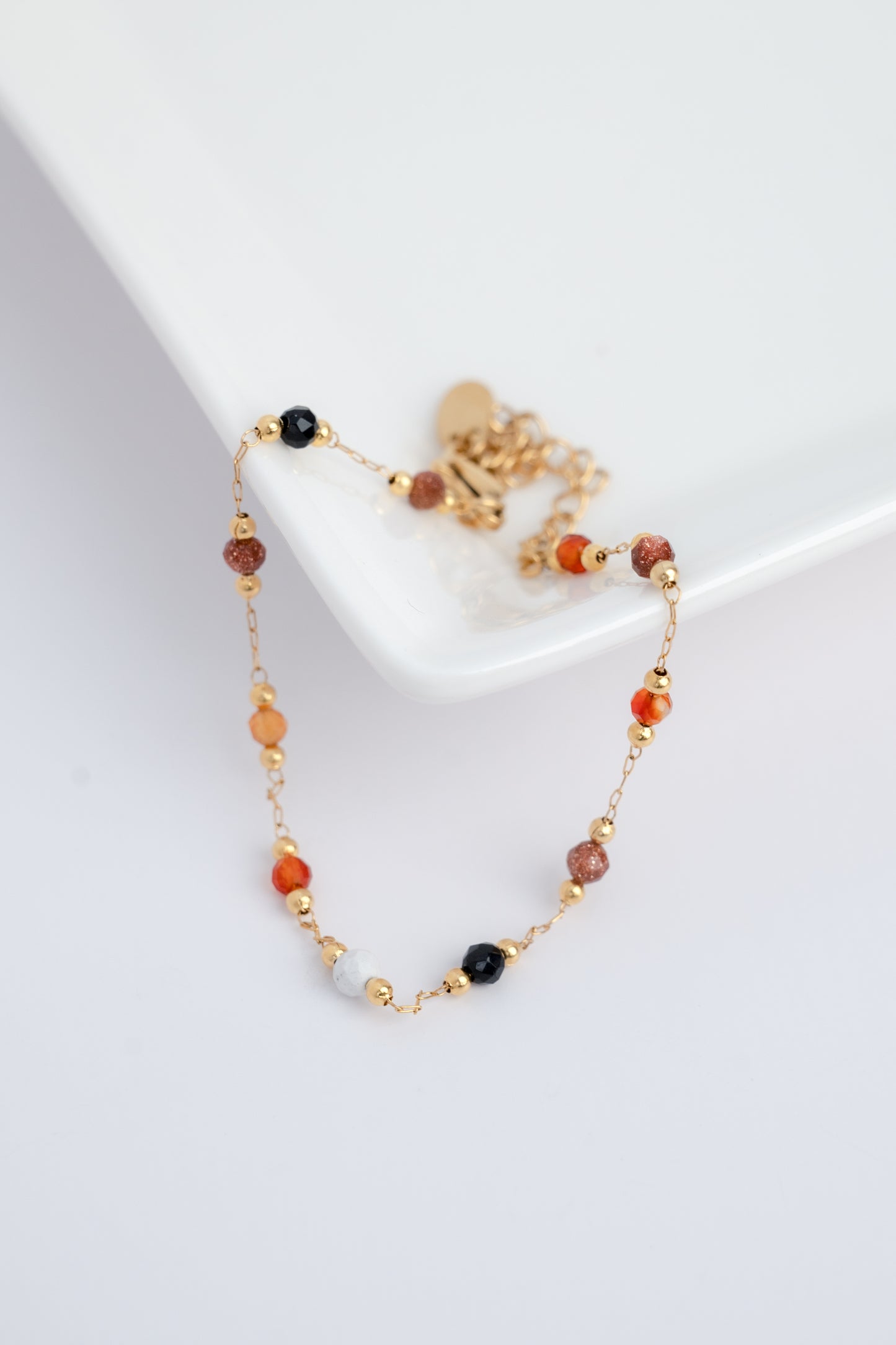 Trendy Handmade Silk Beaded Gold Bracelet