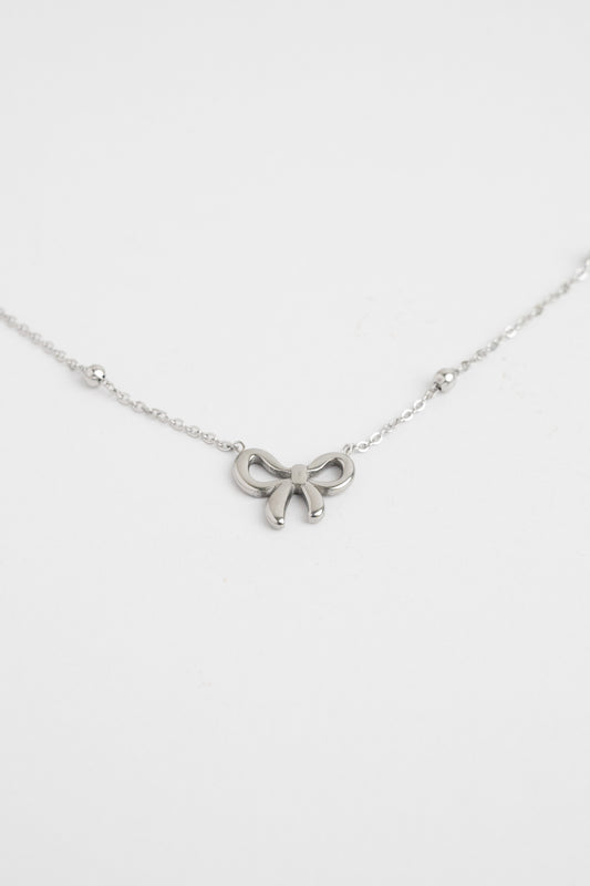 Silver Dainty Bow Elegance Necklace (在逃公主蝴蝶结项链)