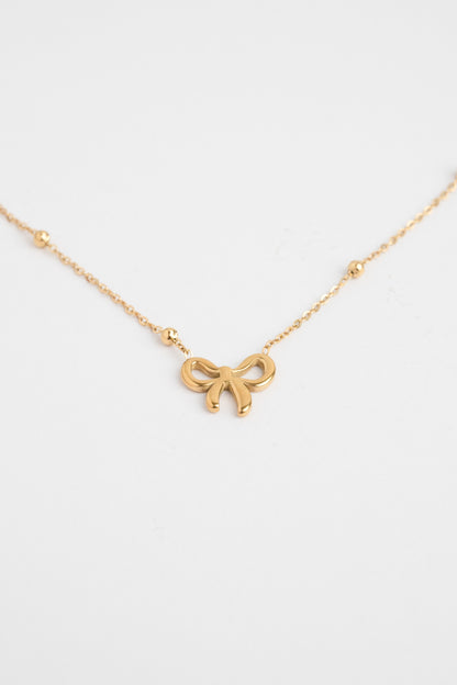 Gold Dainty Bow Elegance Necklace (在逃公主蝴蝶结项链)