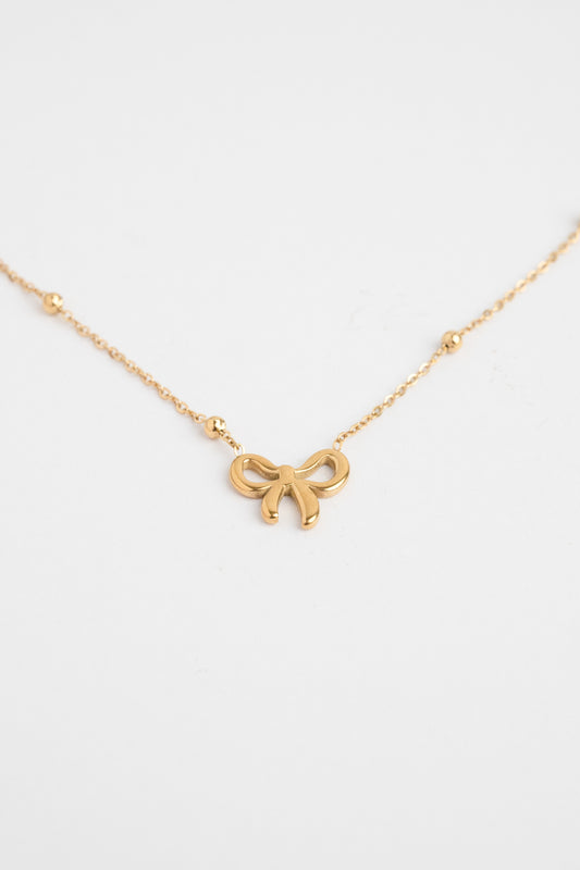 Gold Dainty Bow Elegance Necklace (在逃公主蝴蝶结项链)