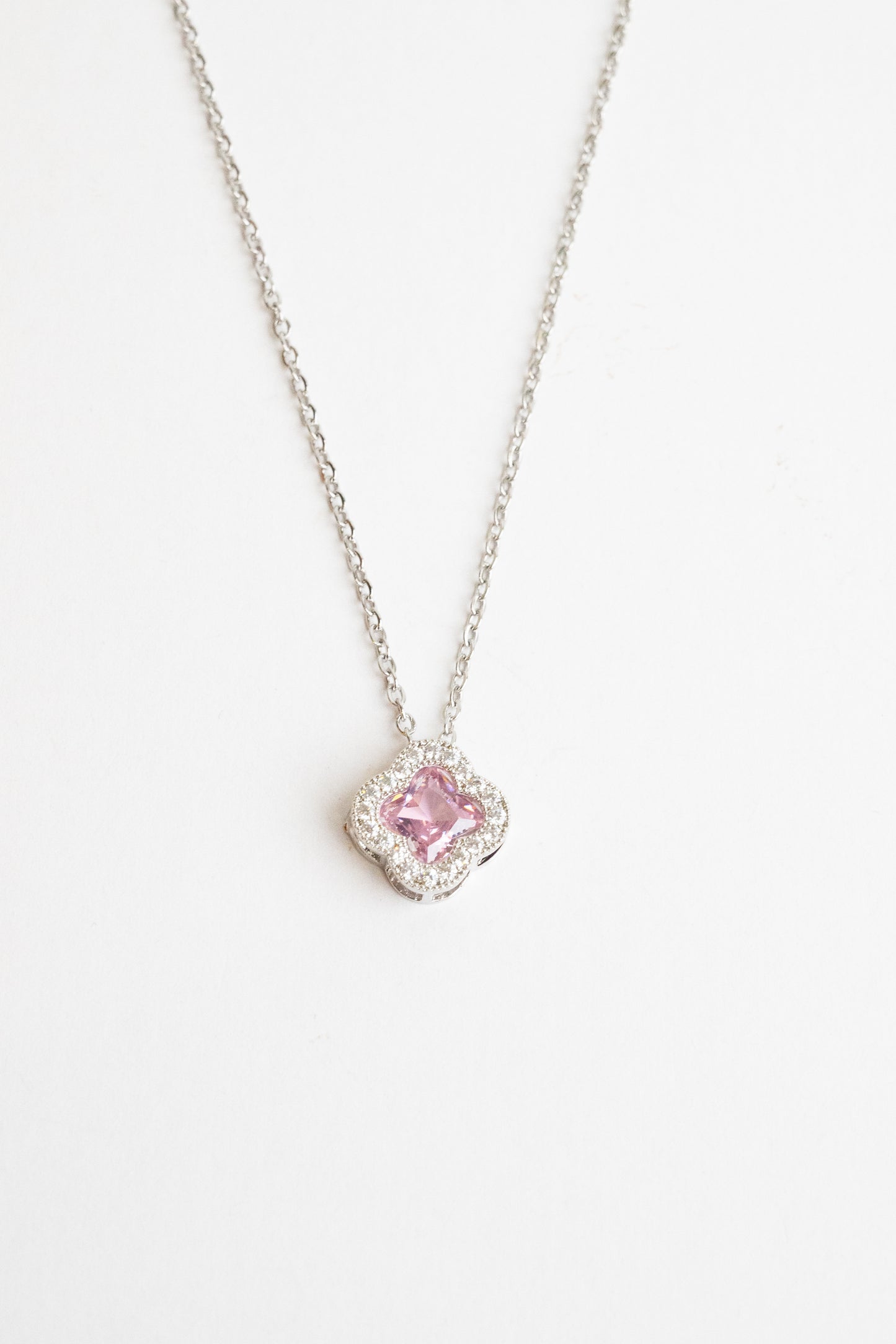 Pink Lucky Clover Necklace