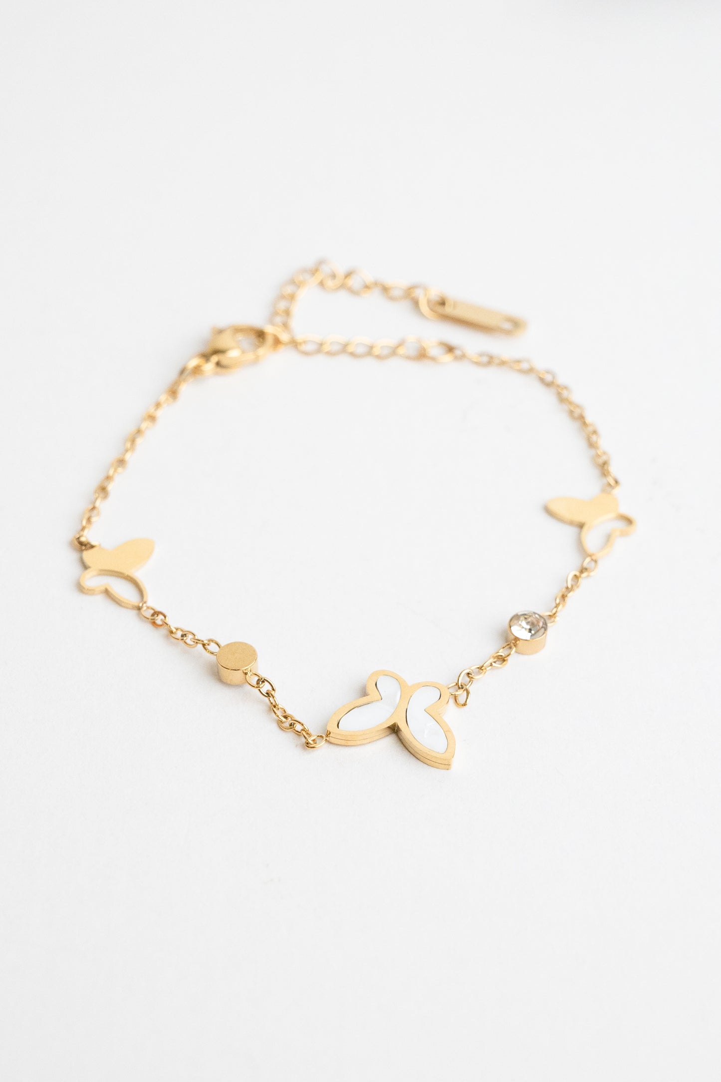 Gold White Shell Butterfly Bracelet