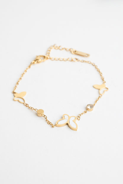 Gold White Shell Butterfly Bracelet