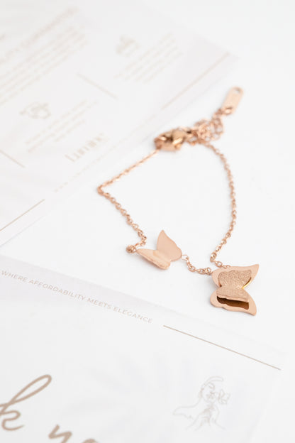 Rose Gold Twin Butterfly Elegance Bracelet