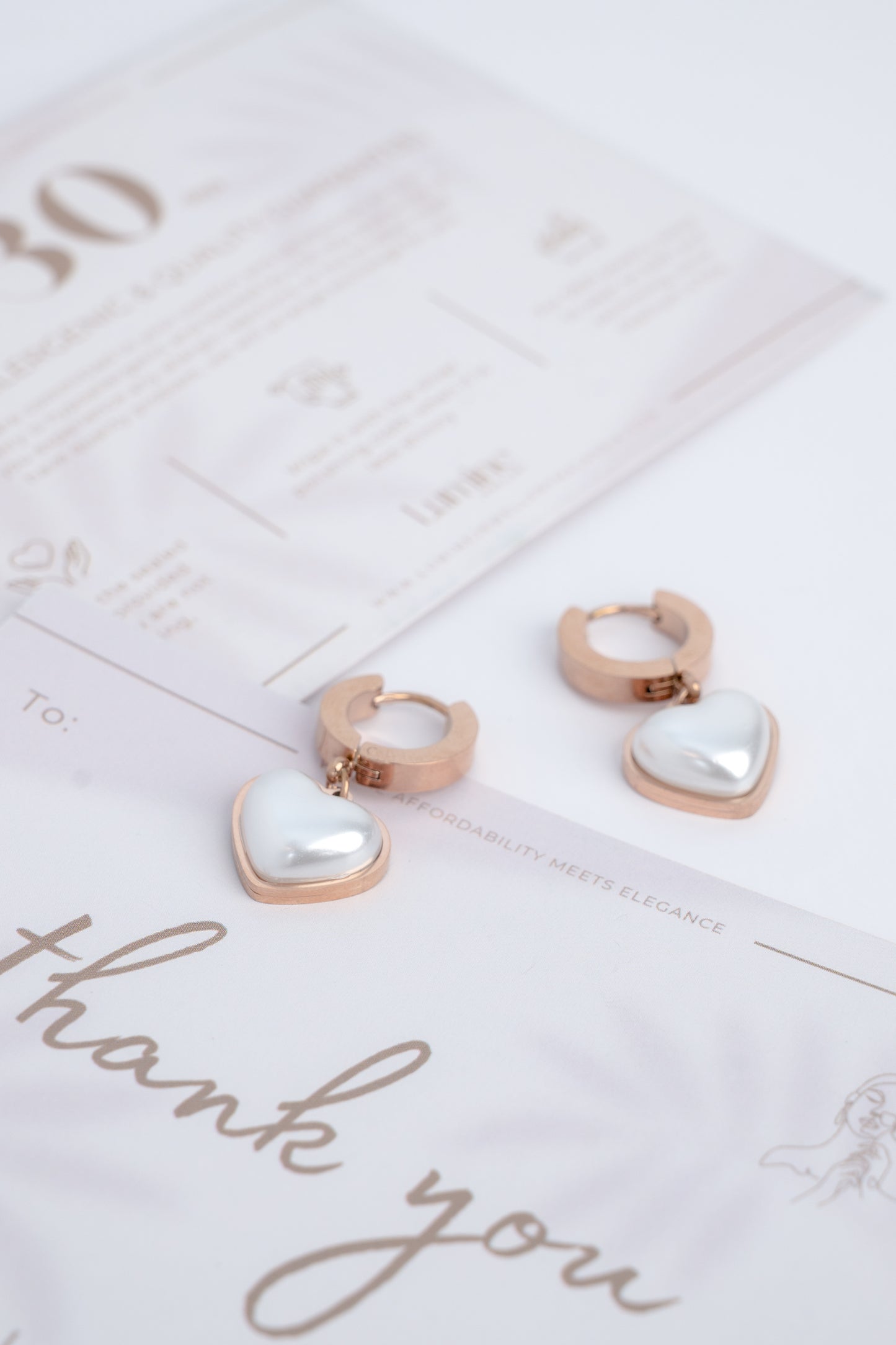 Rose Gold 3D Heart Earrings