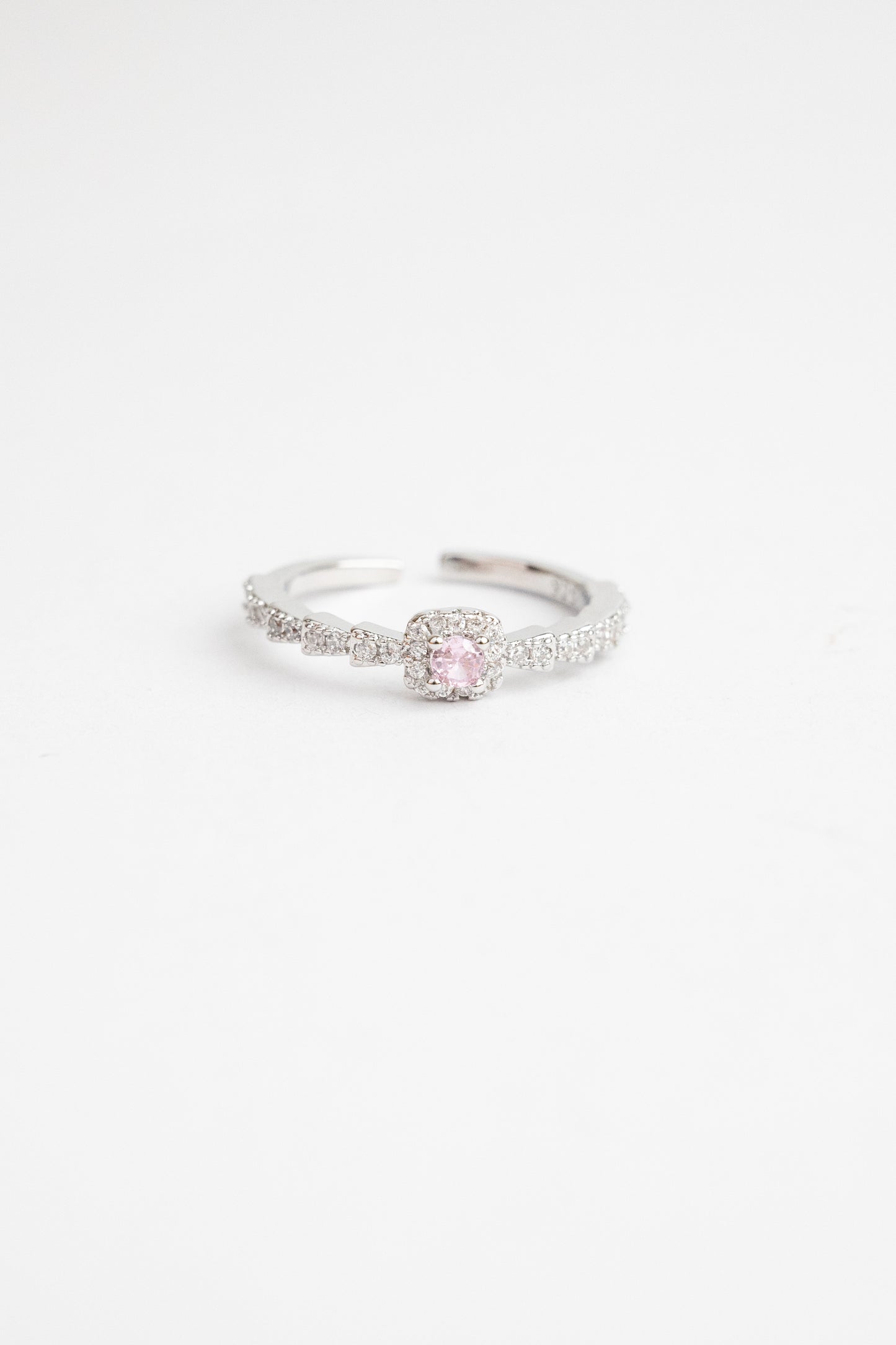 Pink Square Diamond Ring