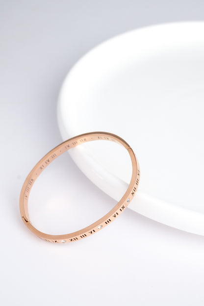 Rose Gold Diamond Roman Letter Cuff