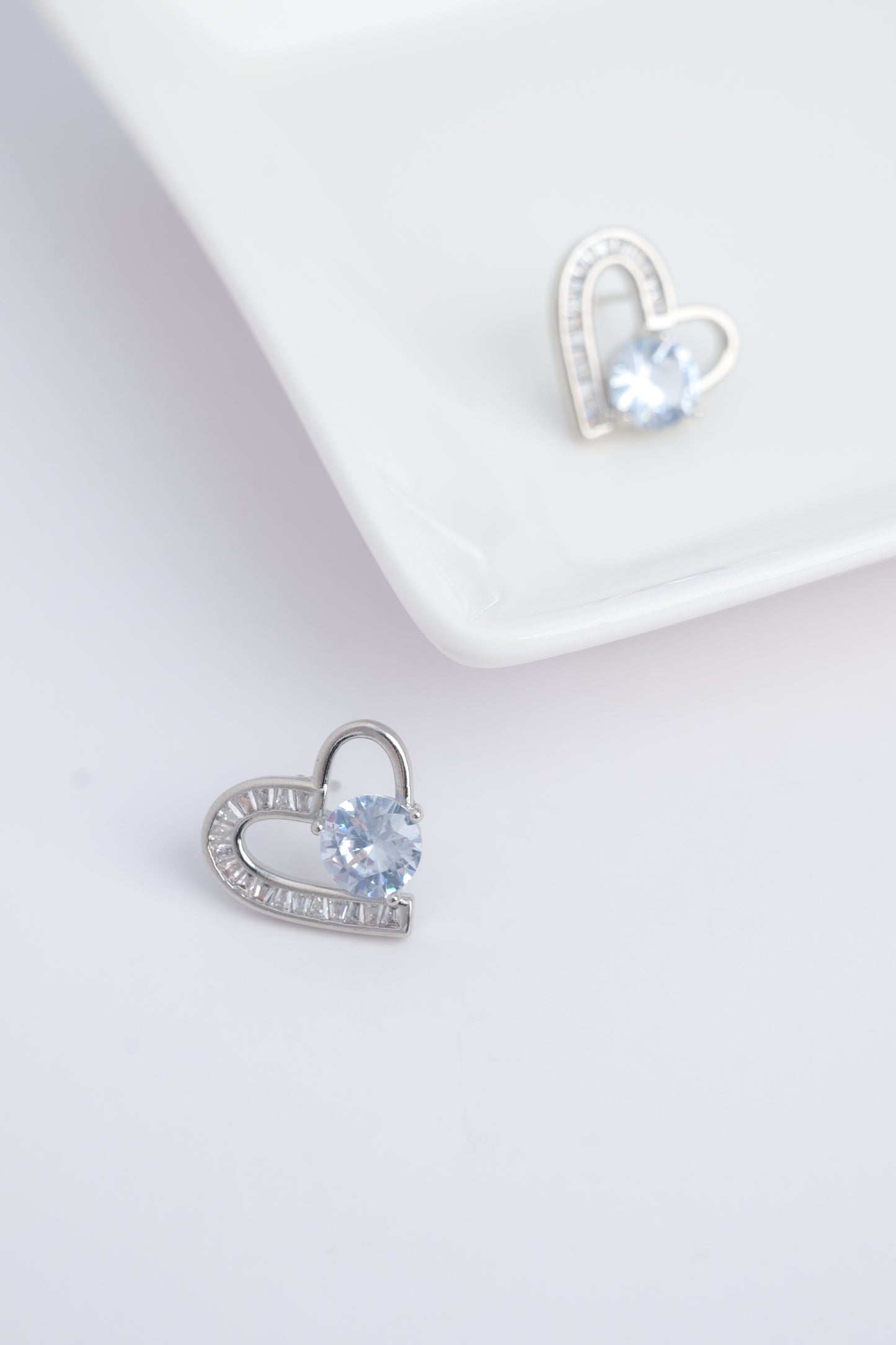 Half Heart Diamond Earrings