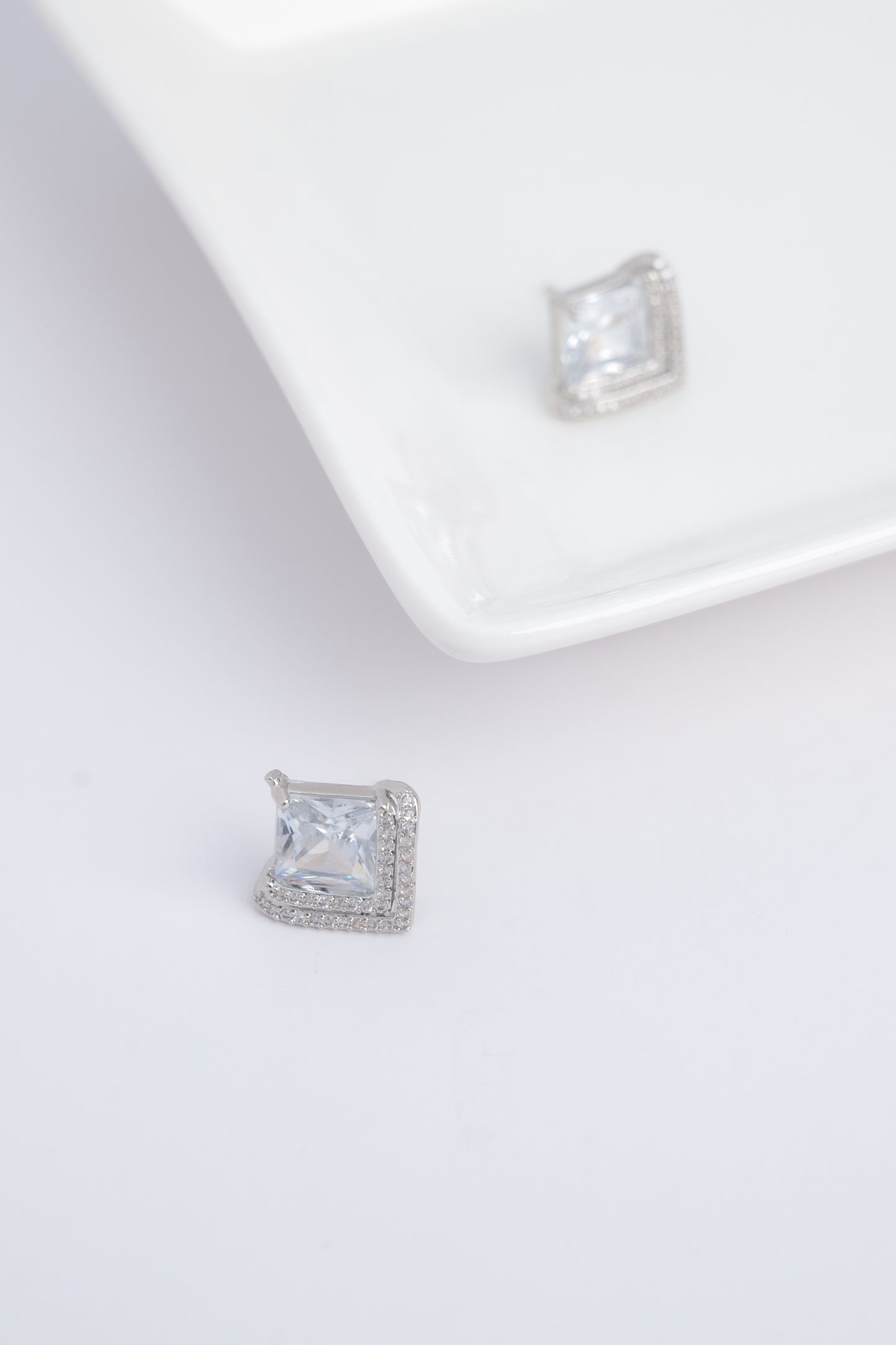 Triangle Blue Diamond Earrings