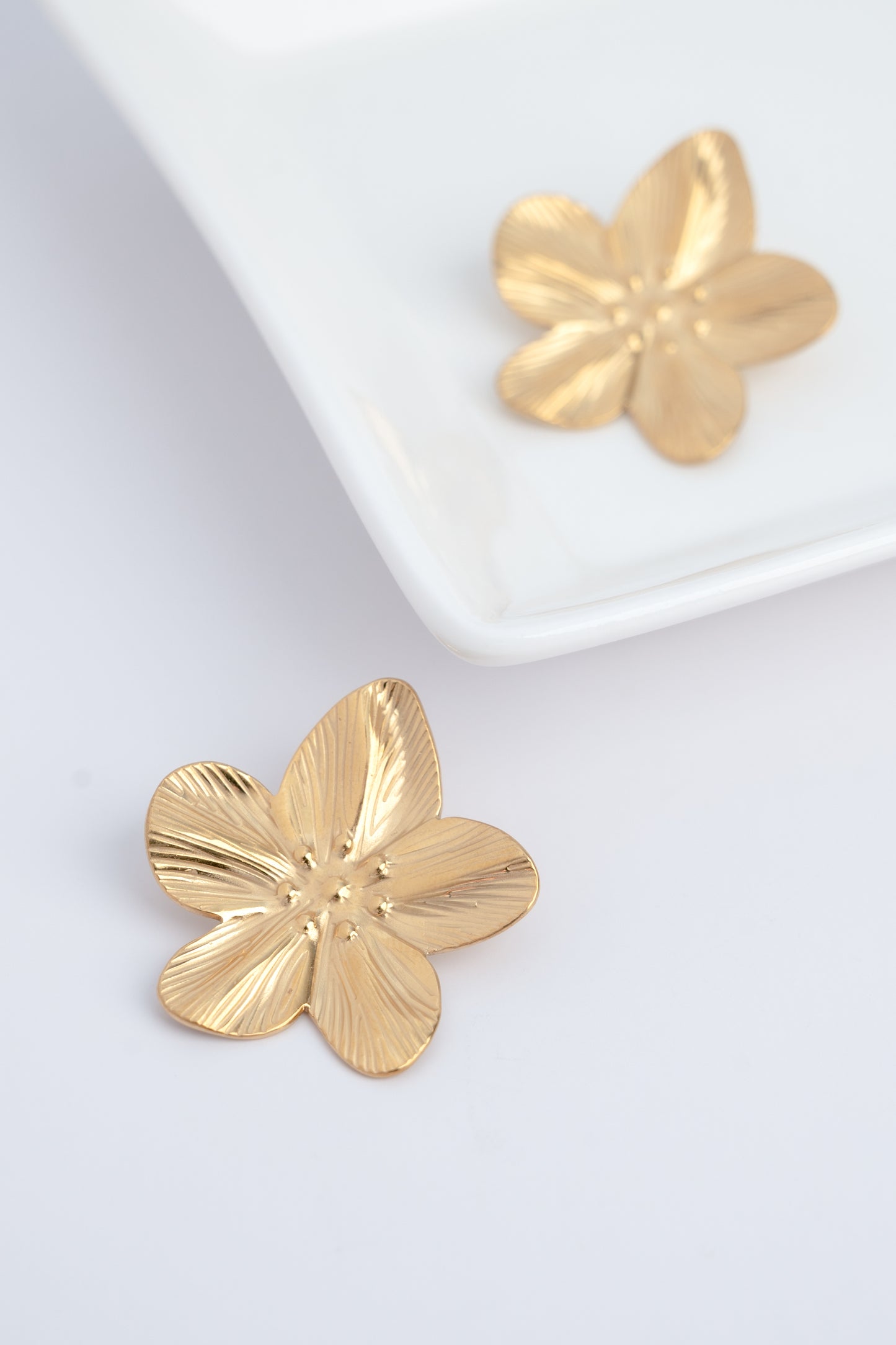 Striped Floral Stud Earrings