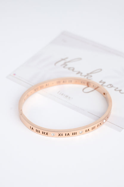 Rose Gold Diamond Roman Letter Cuff