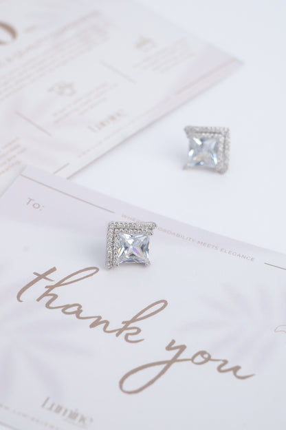 Triangle Blue Diamond Earrings