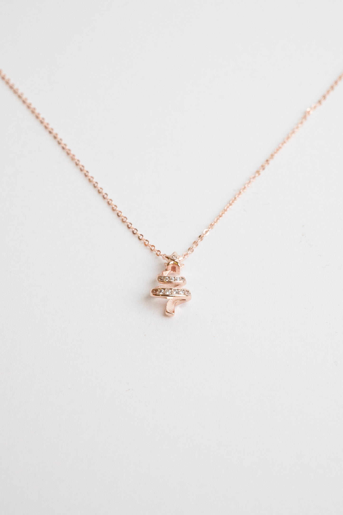 Rose Gold Starlit Christmas Tree Necklace