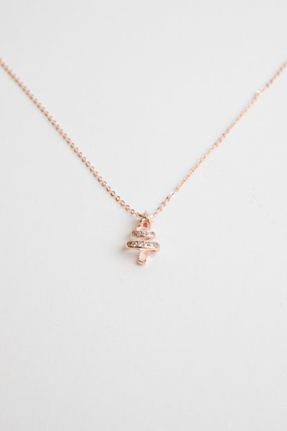 Rose Gold Starlit Christmas Tree Necklace