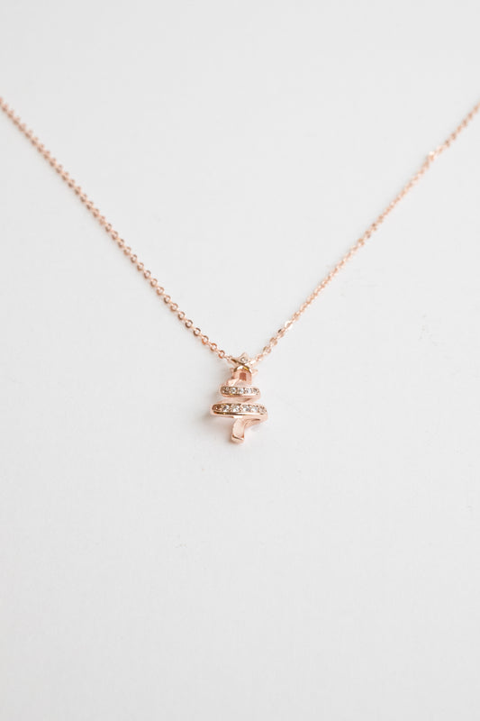 Rose Gold Starlit Christmas Tree Necklace