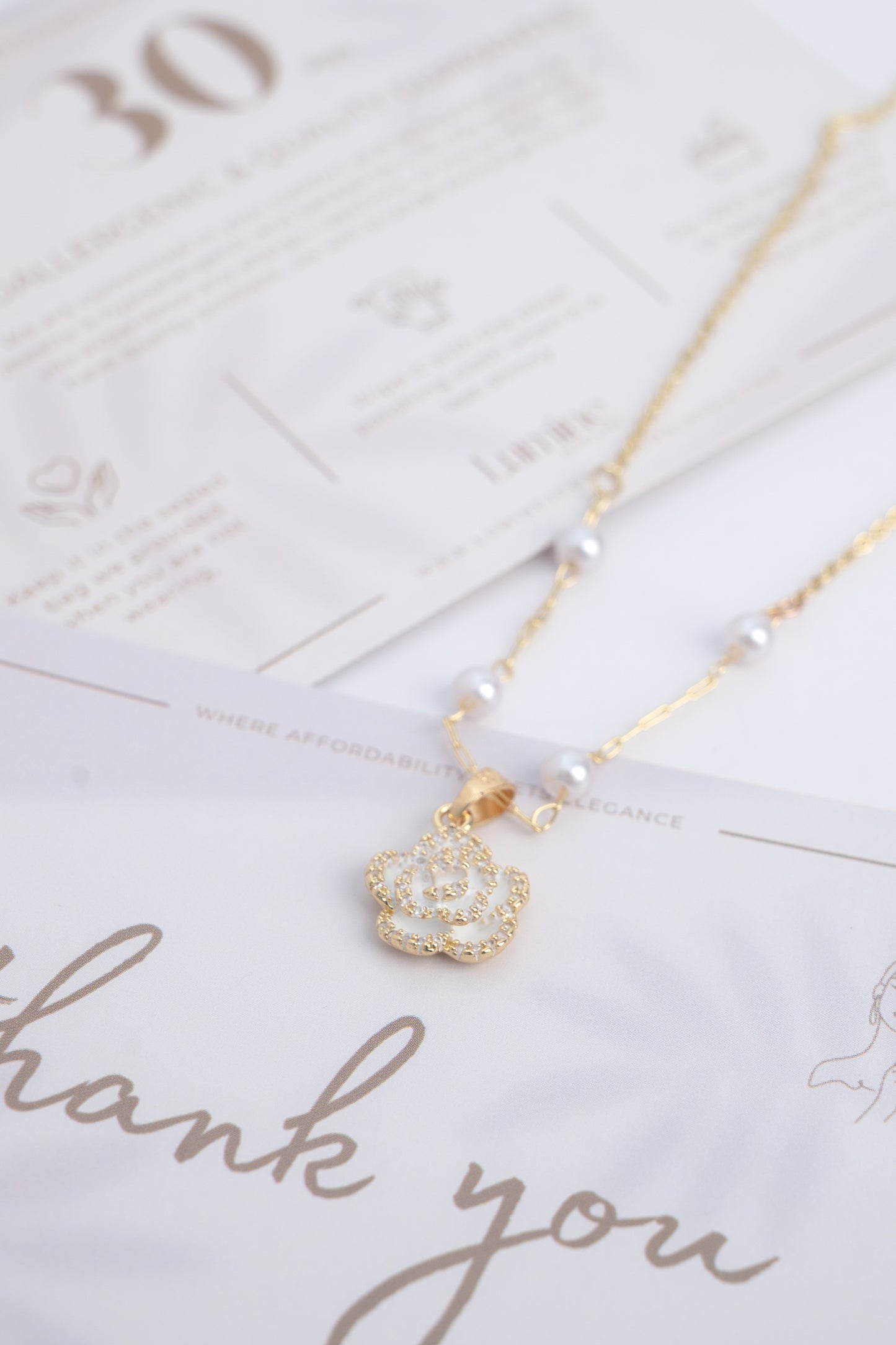 Elegant Pearls Rose Necklace