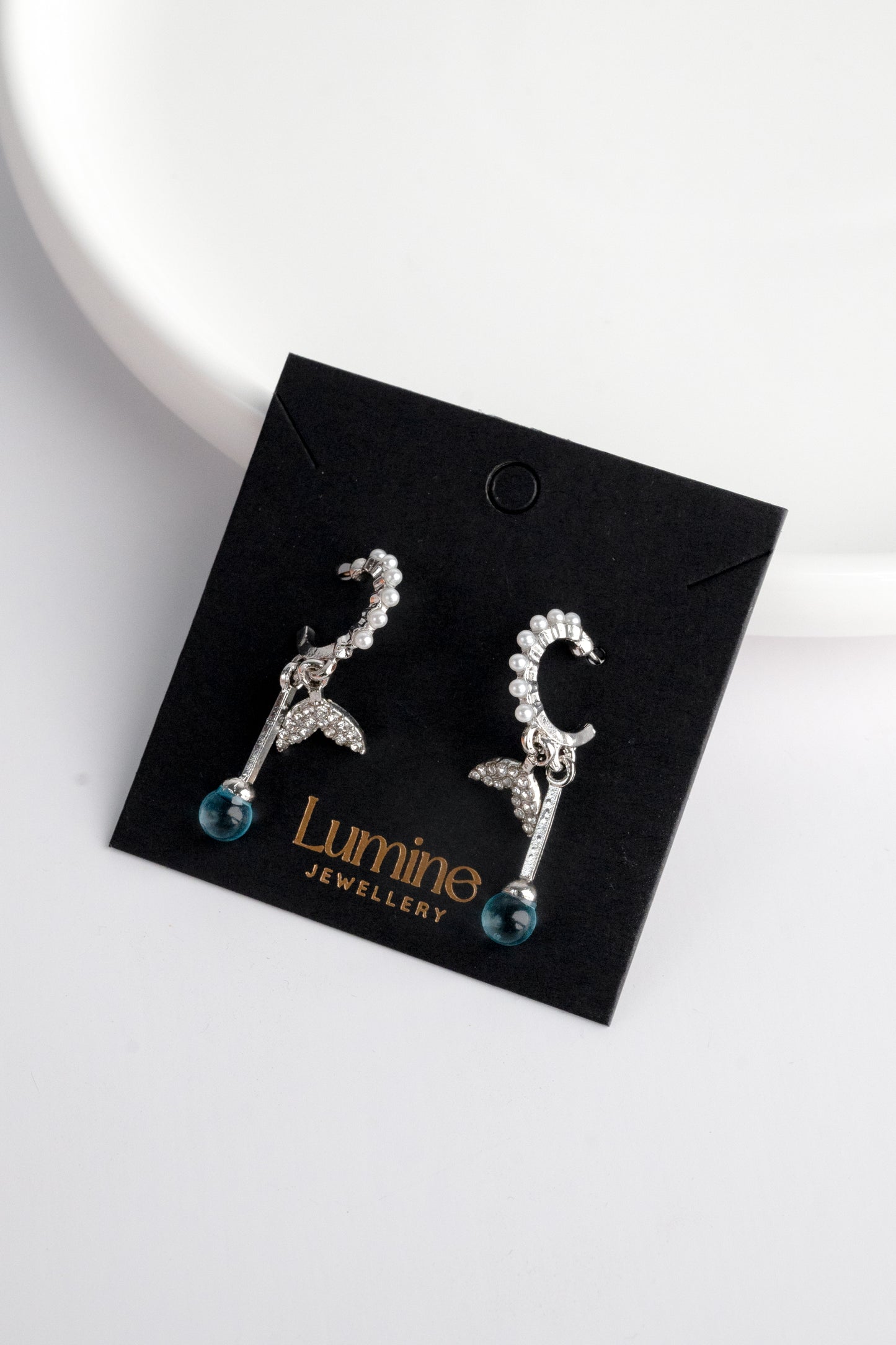 Mermaid Tails Cyan Crystal Earrings