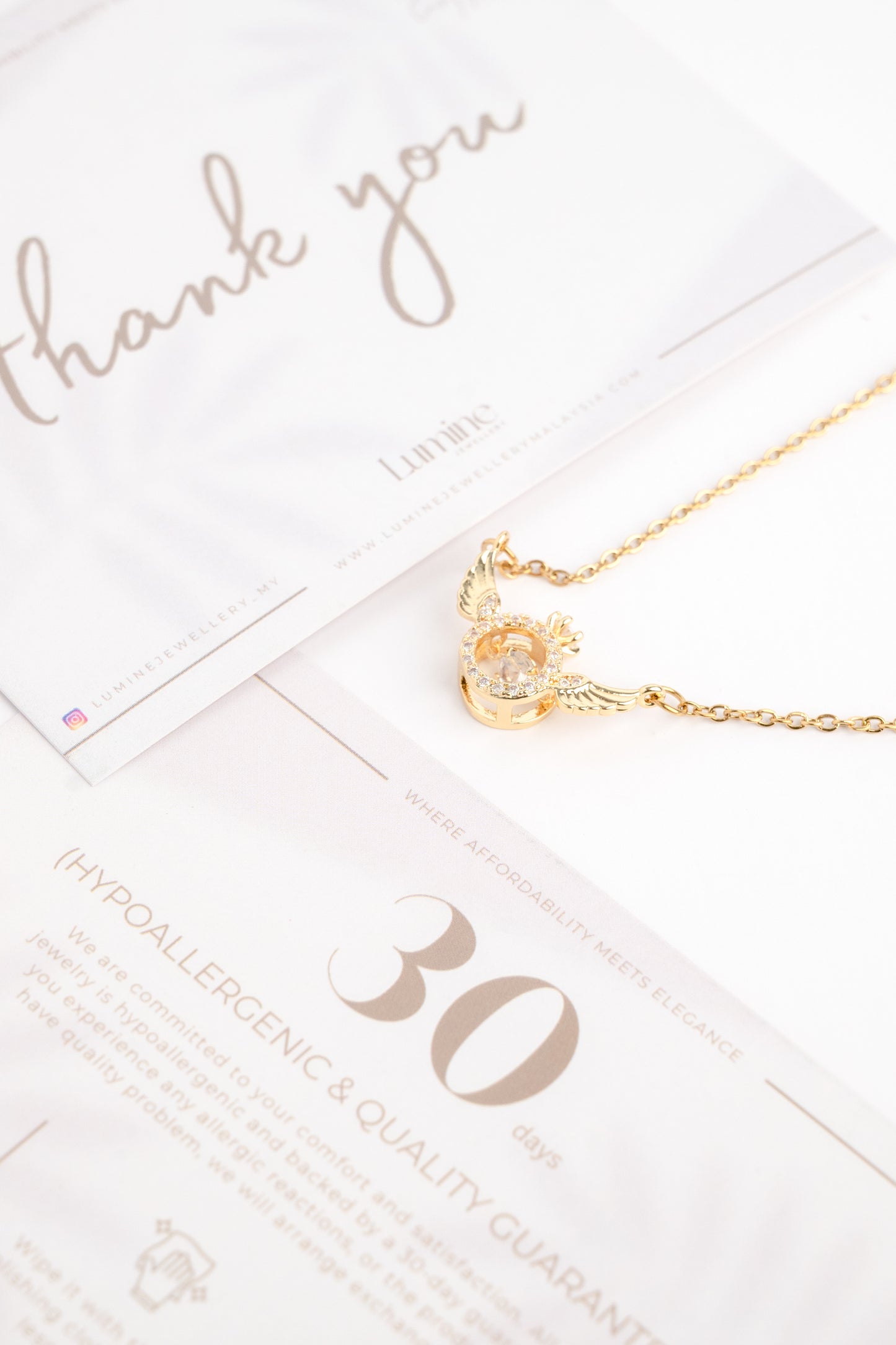 Gold Angel Heart Necklace