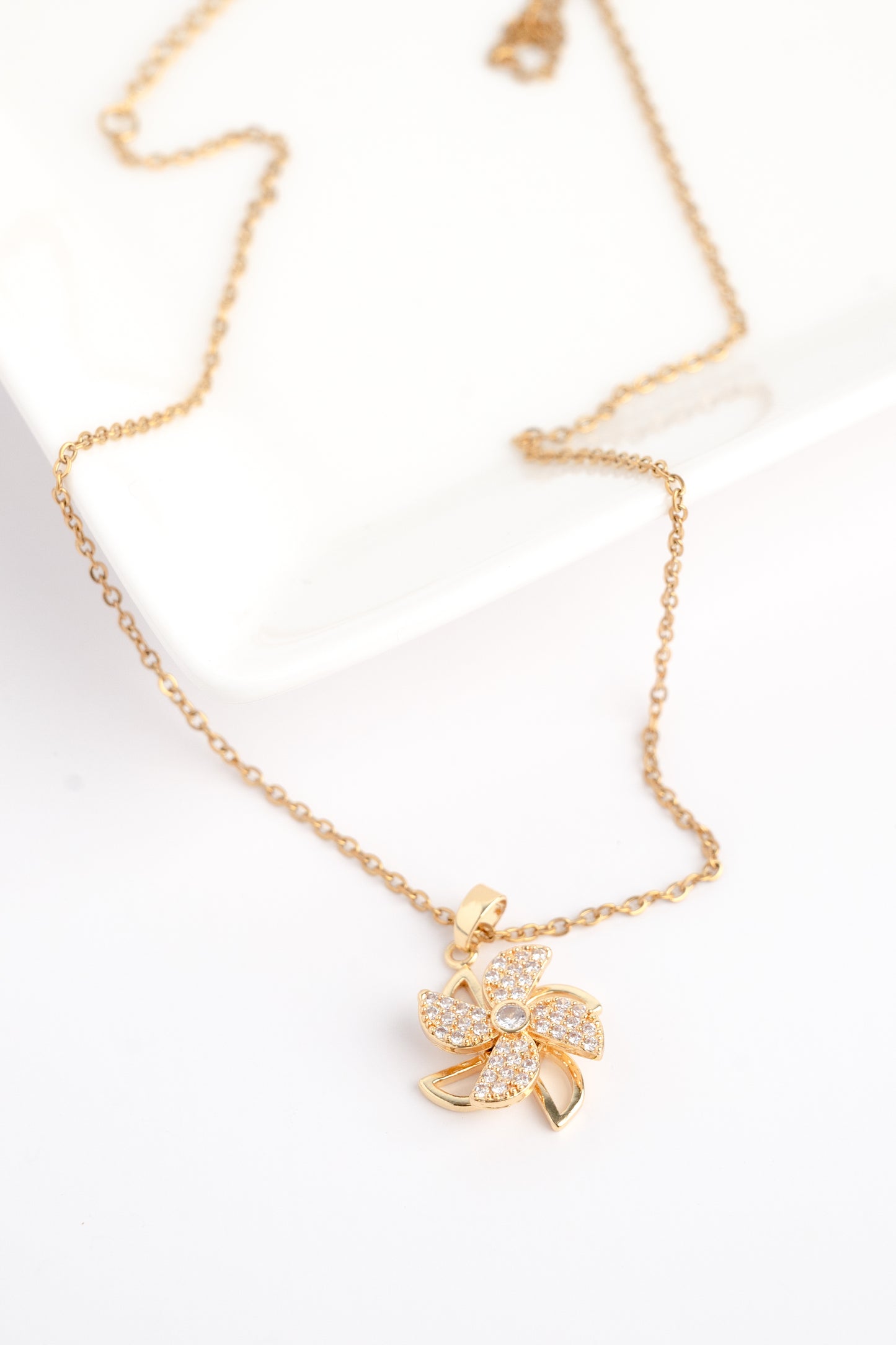 Golden Windmill Diamond Necklace