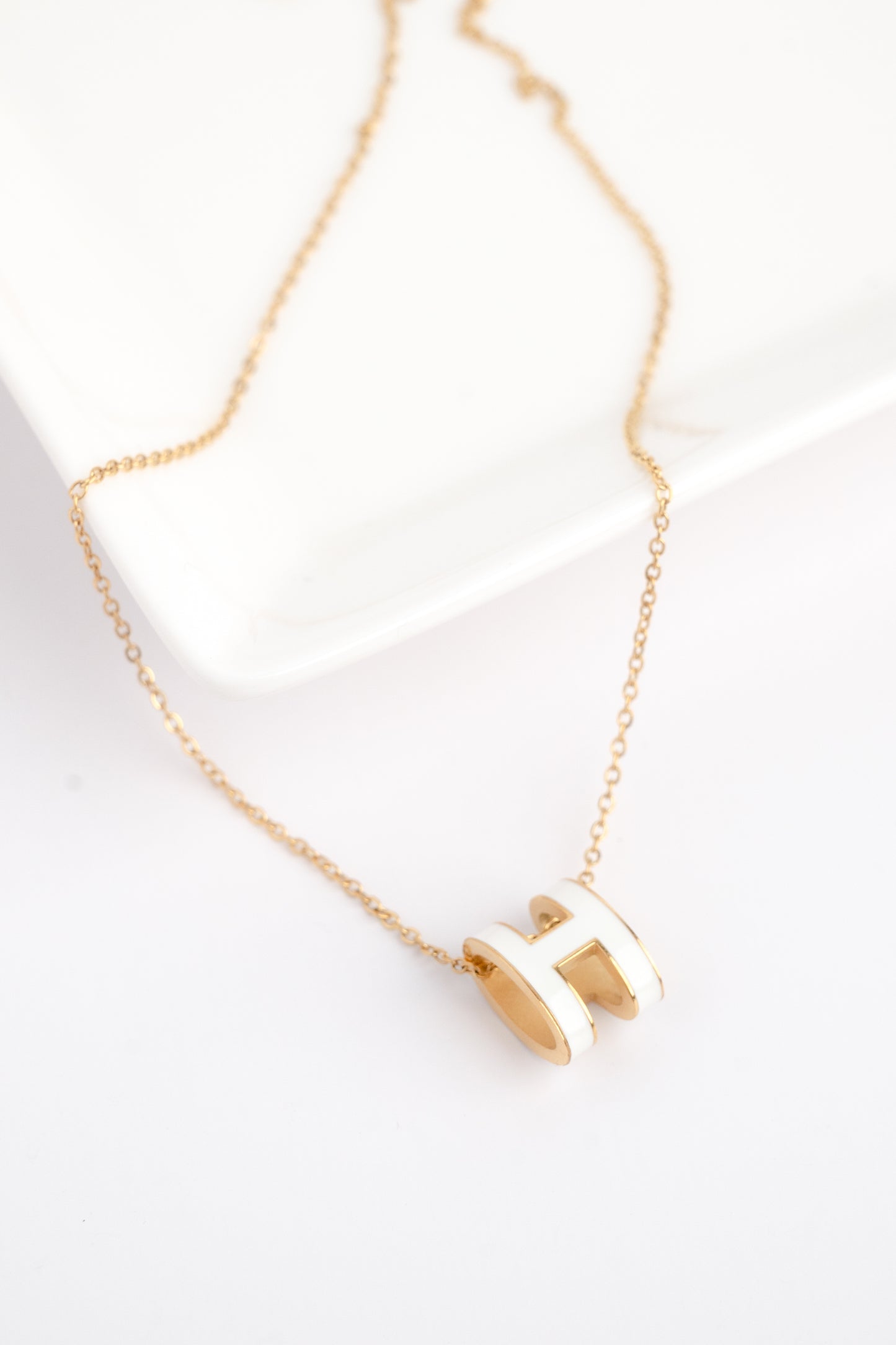 White H Alphabet Necklace