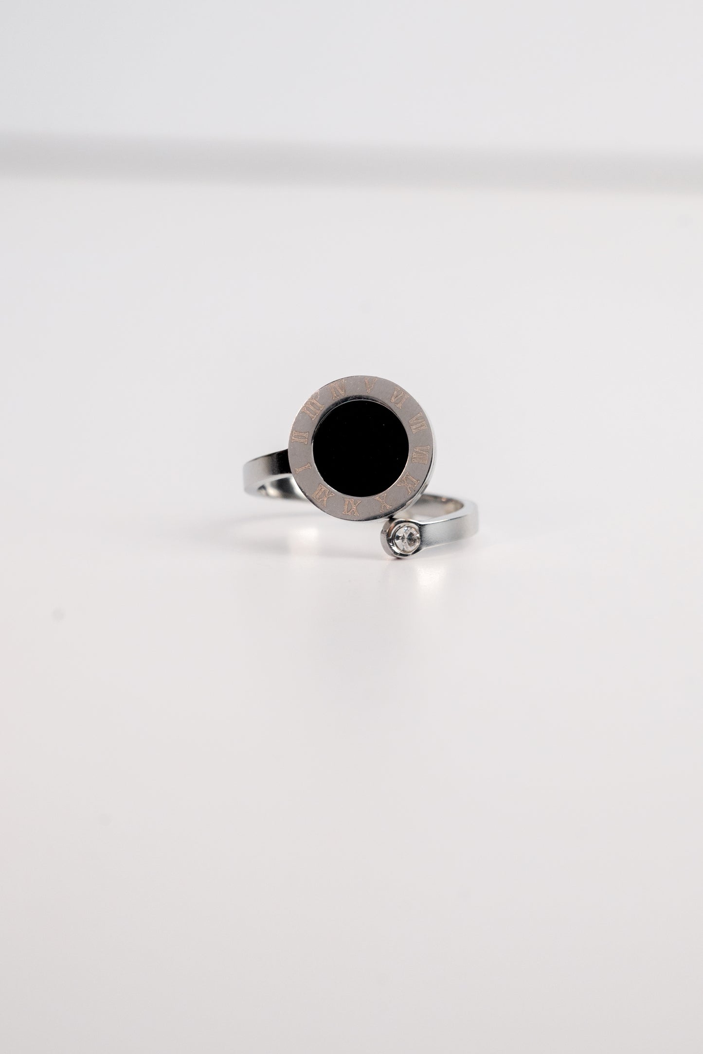 Adjustable Silver Roman Letter Ring