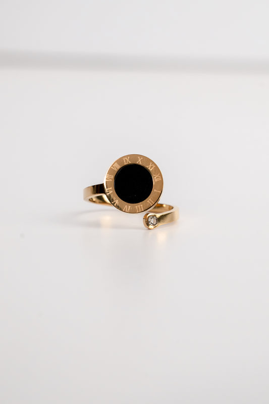 Adjustable Gold Roman Letter Ring