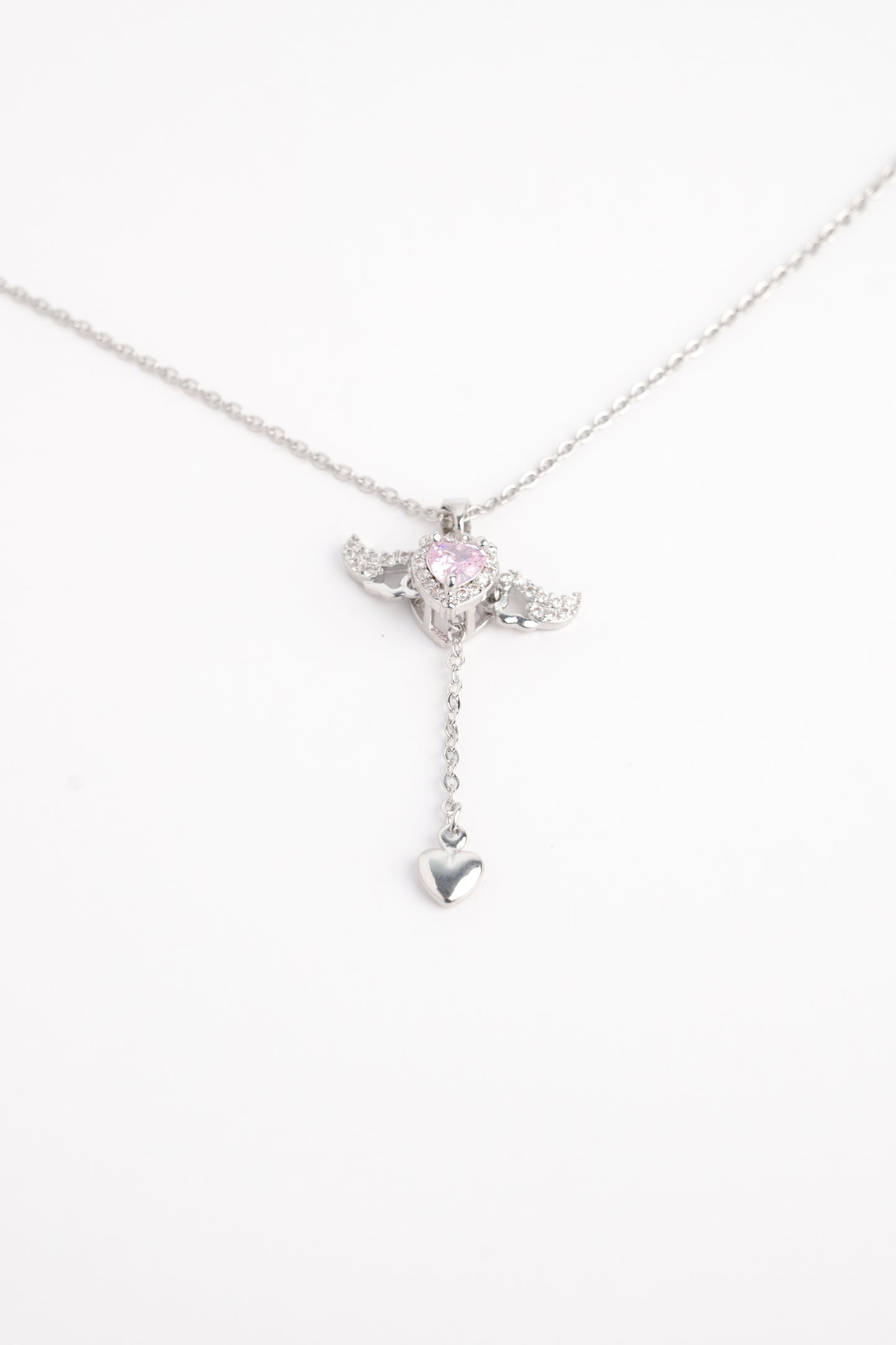 Pink Angel Heart Necklace