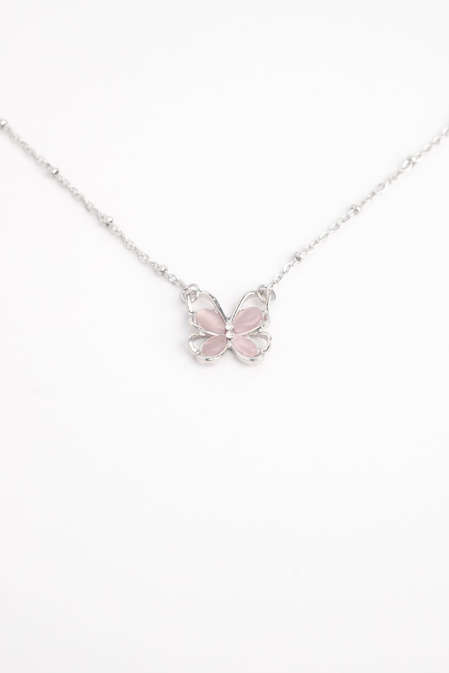 Strawberry Crystal Butterfly Necklace