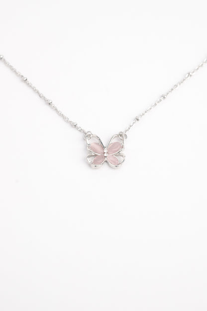 Strawberry Crystal Butterfly Necklace