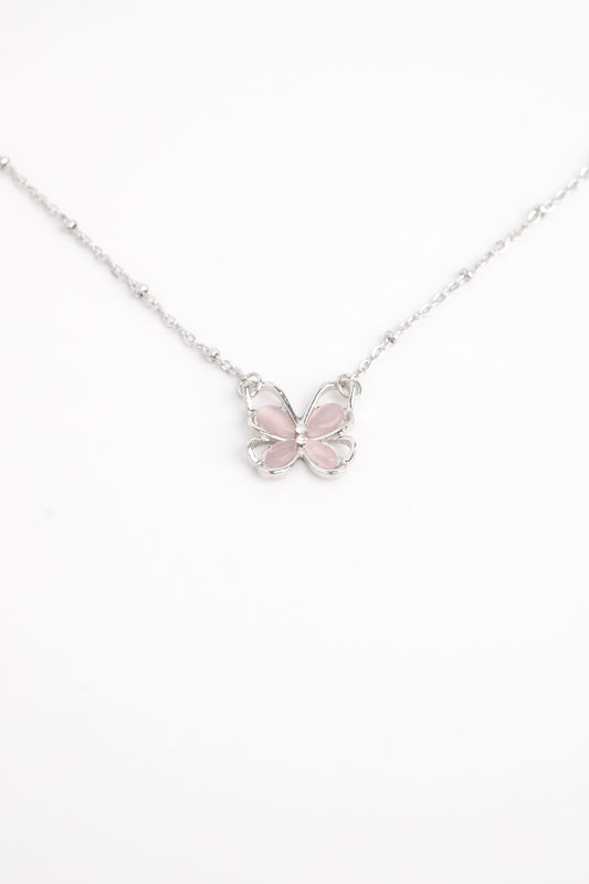 Strawberry Crystal Butterfly Necklace