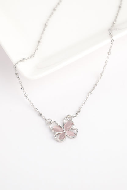 Strawberry Crystal Butterfly Necklace