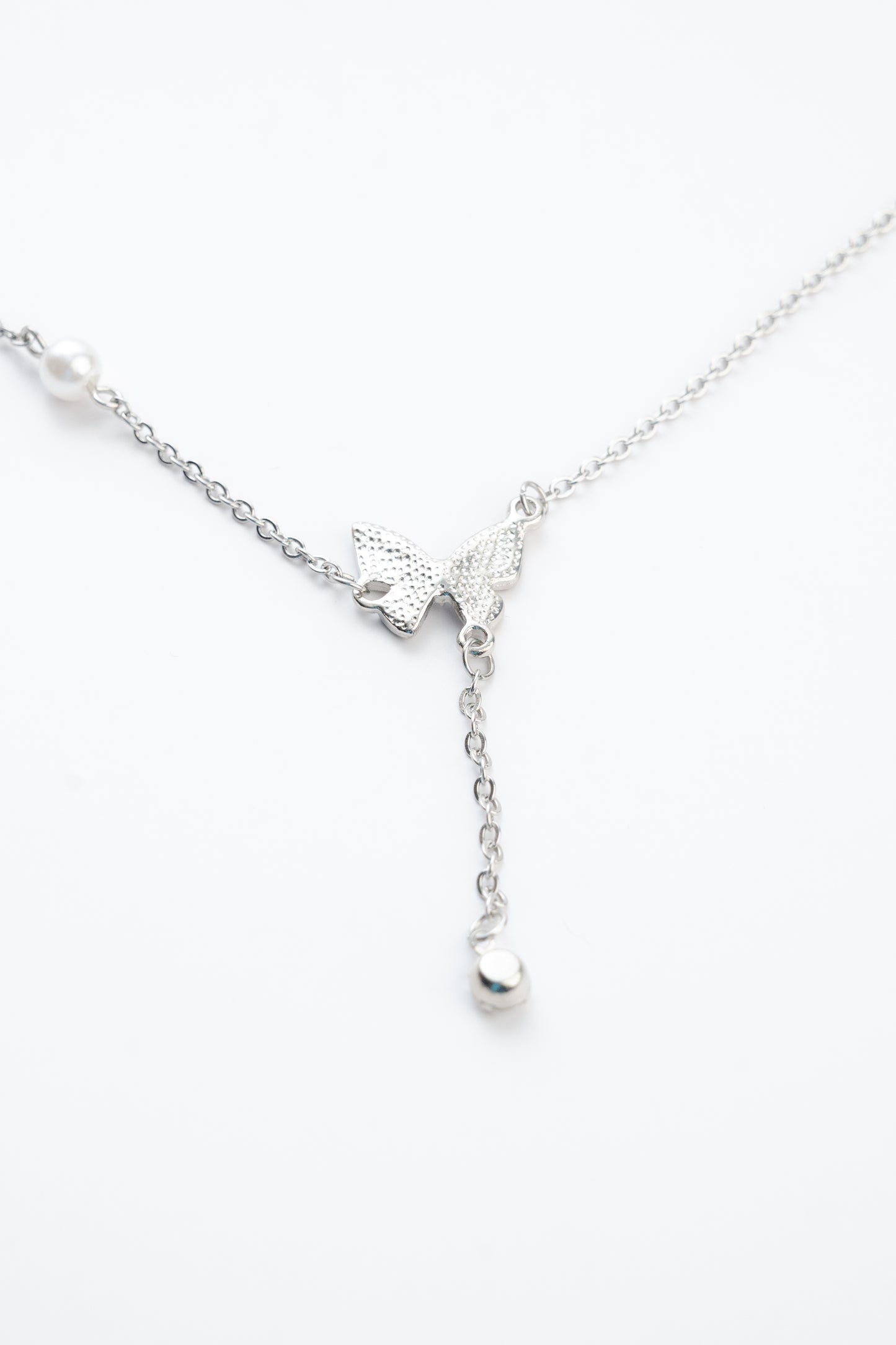 Diamond Butterfly Teardrop Necklace