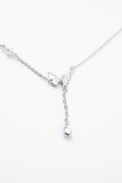 Diamond Butterfly Teardrop Necklace