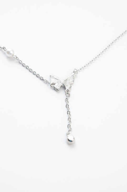 Diamond Butterfly Teardrop Necklace