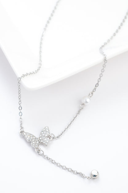 Diamond Butterfly Teardrop Necklace