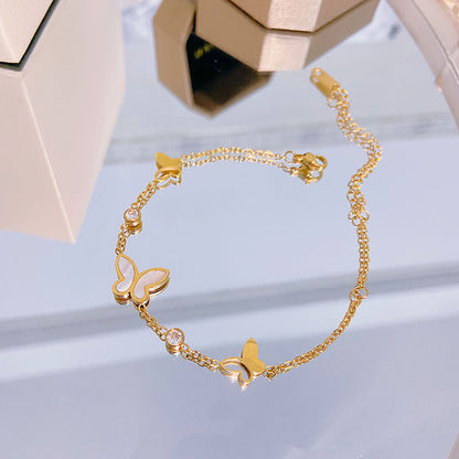 Gold White Shell Butterfly Bracelet