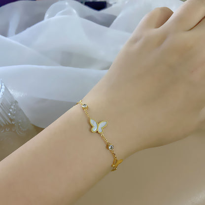 Gold White Shell Butterfly Bracelet